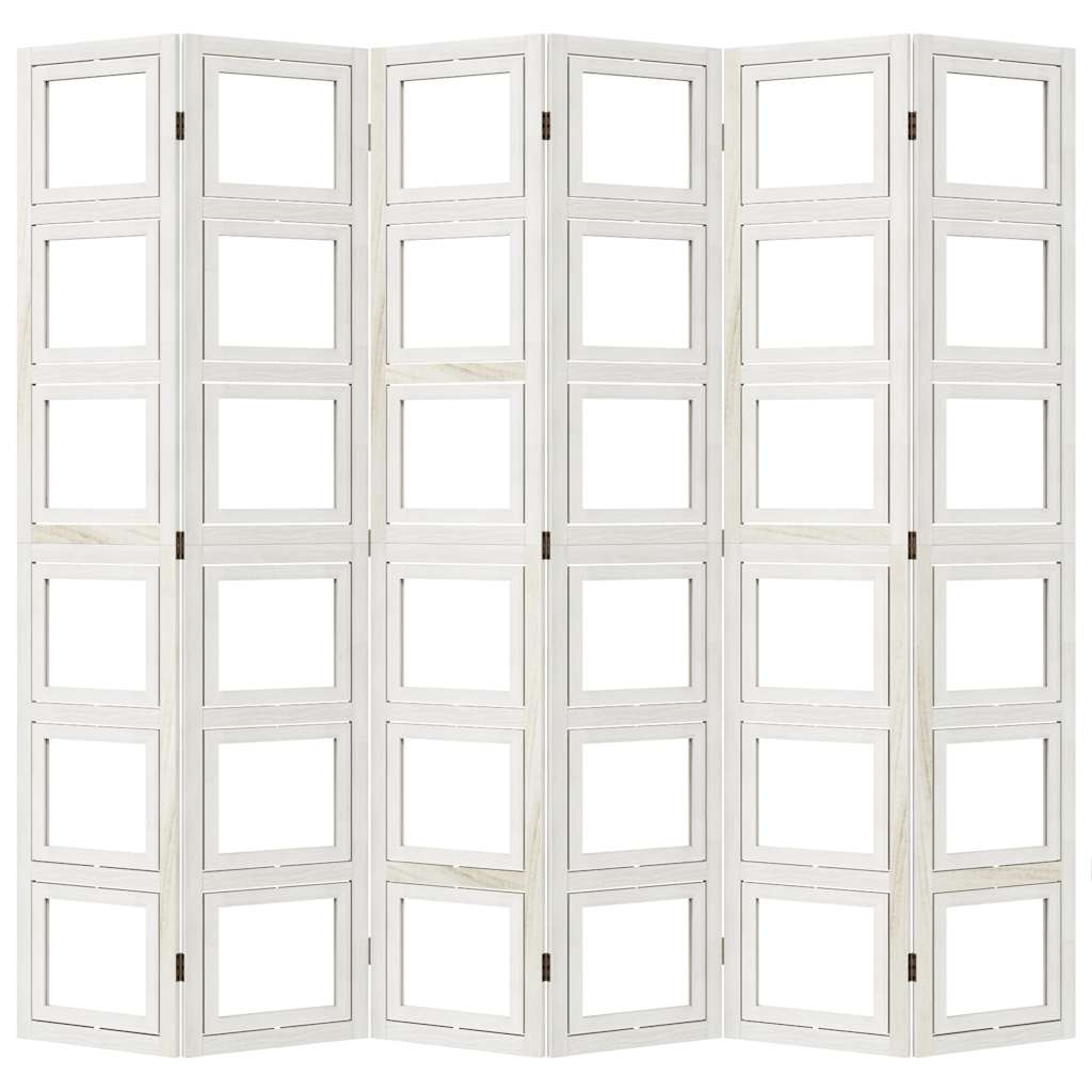 vidaXL Room Divider 6 Panels White Solid Wood Paulownia 5