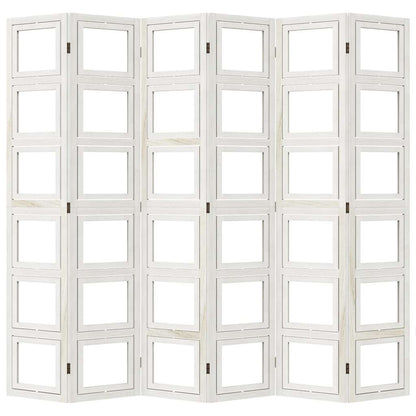 vidaXL Room Divider 6 Panels White Solid Wood Paulownia 5