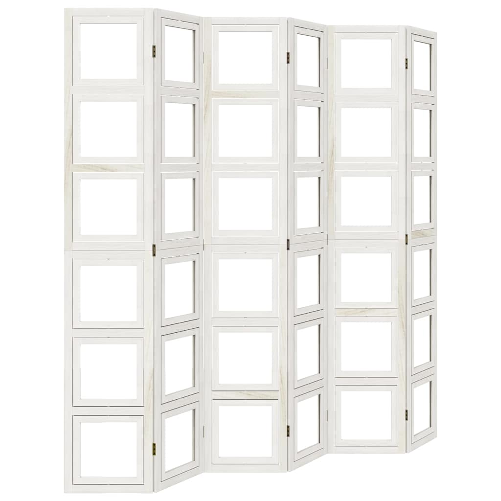 vidaXL Room Divider 6 Panels White Solid Wood Paulownia 2
