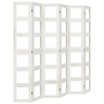 vidaXL Room Divider 6 Panels White Solid Wood Paulownia 2
