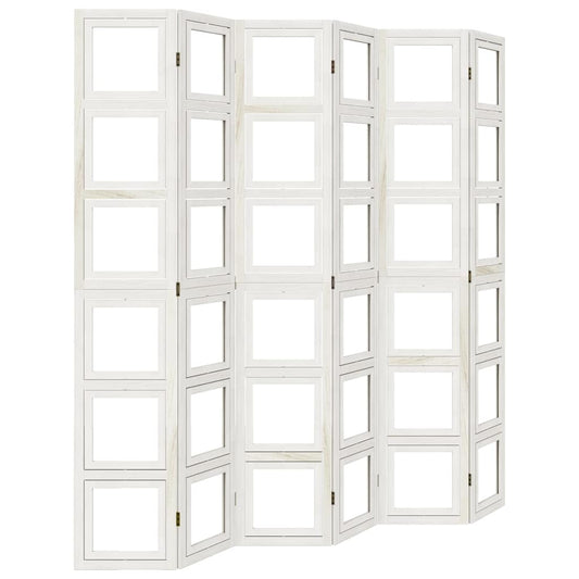 vidaXL Room Divider 6 Panels White Solid Wood Paulownia 2