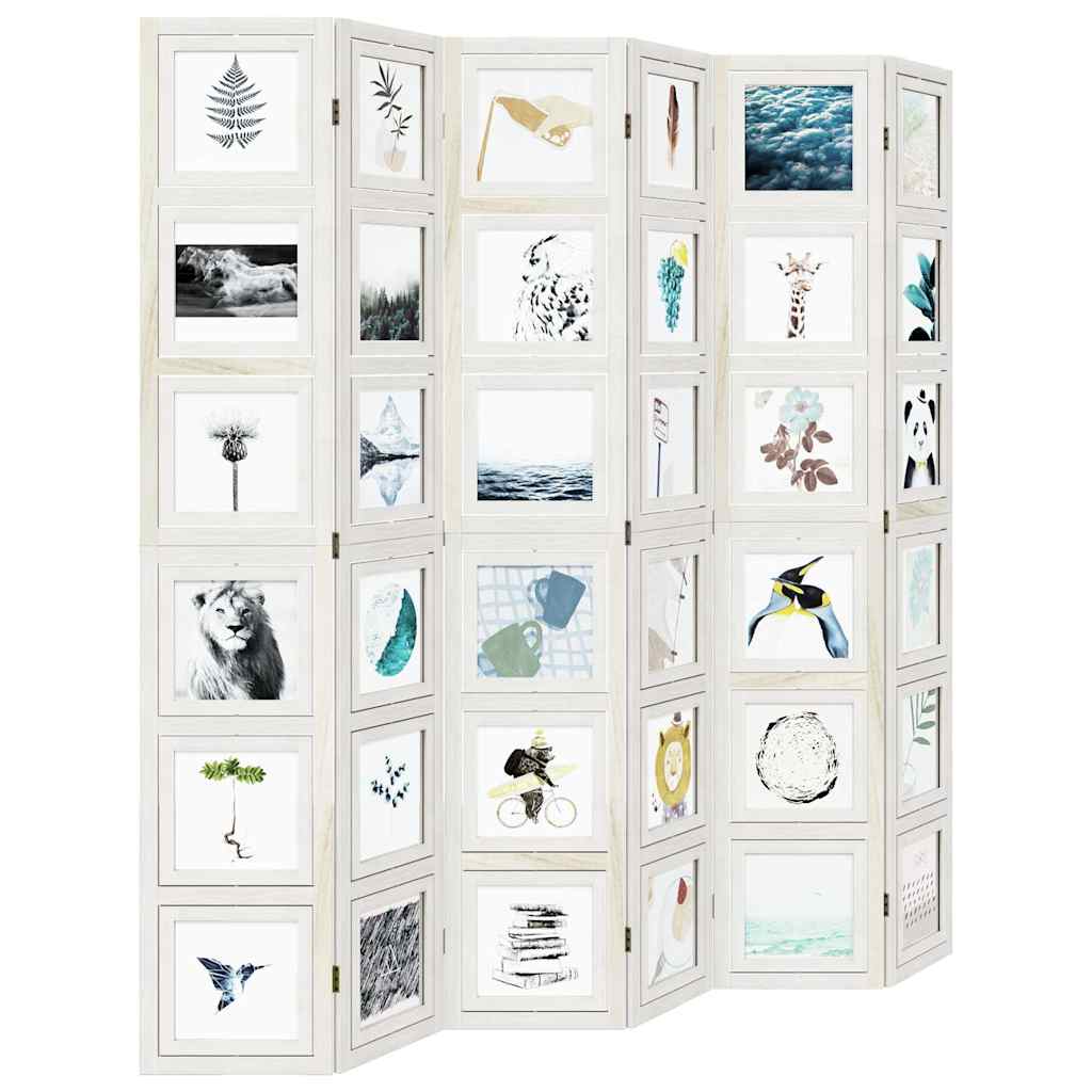 vidaXL Room Divider 6 Panels White Solid Wood Paulownia 4