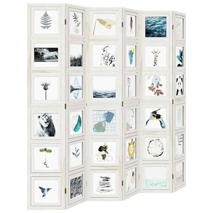 vidaXL Room Divider 6 Panels White Solid Wood Paulownia 4