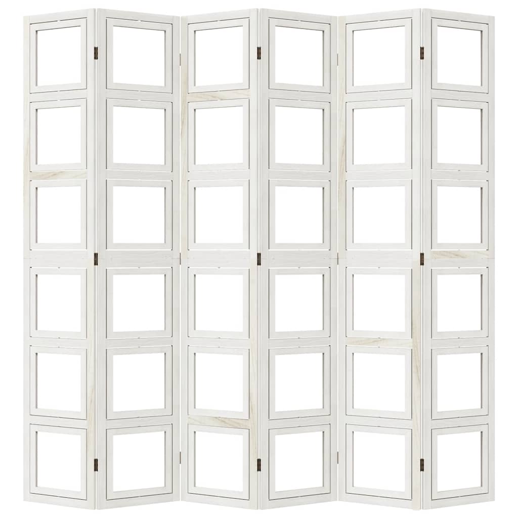 vidaXL Room Divider 6 Panels White Solid Wood Paulownia 5