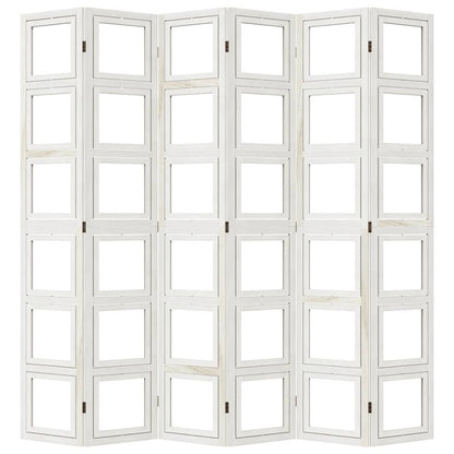 vidaXL Room Divider 6 Panels White Solid Wood Paulownia 5