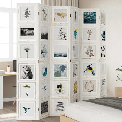 vidaXL Room Divider 6 Panels White Solid Wood Paulownia 1