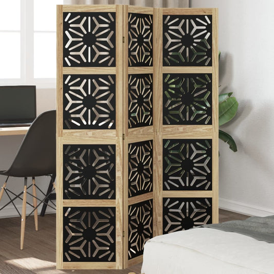 Room Divider Panels Brown and Black Solid Wood Paulownia 40 x 160 cm 3