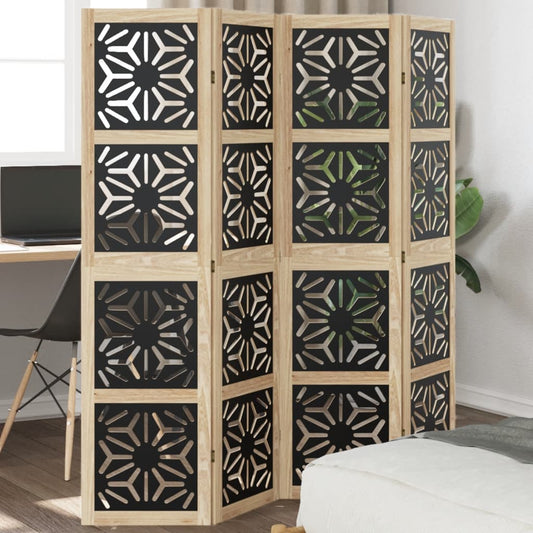Room Divider Panels Brown and Black Solid Wood Paulownia 40 x 160 cm 4
