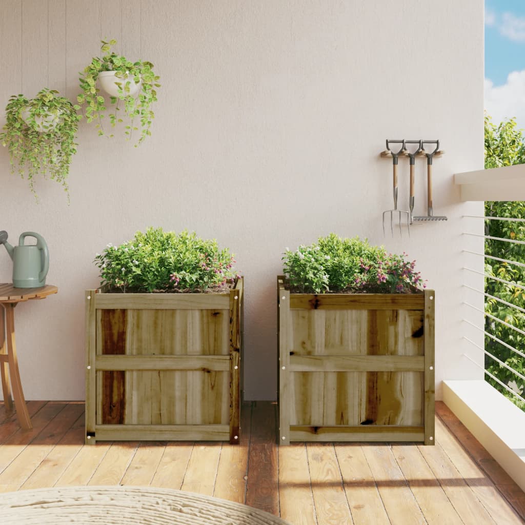 Garden Planters Solid Wood Pine Natural impregnated 2