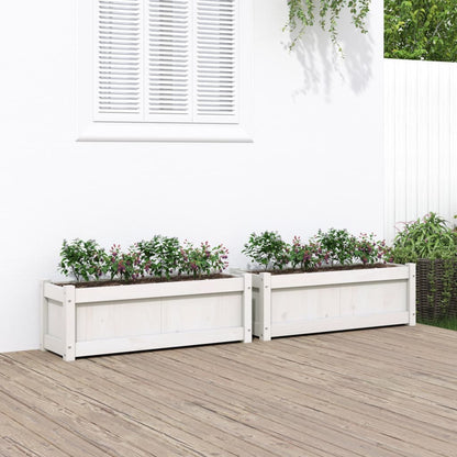Garden Planters Solid Wood Pine White 2