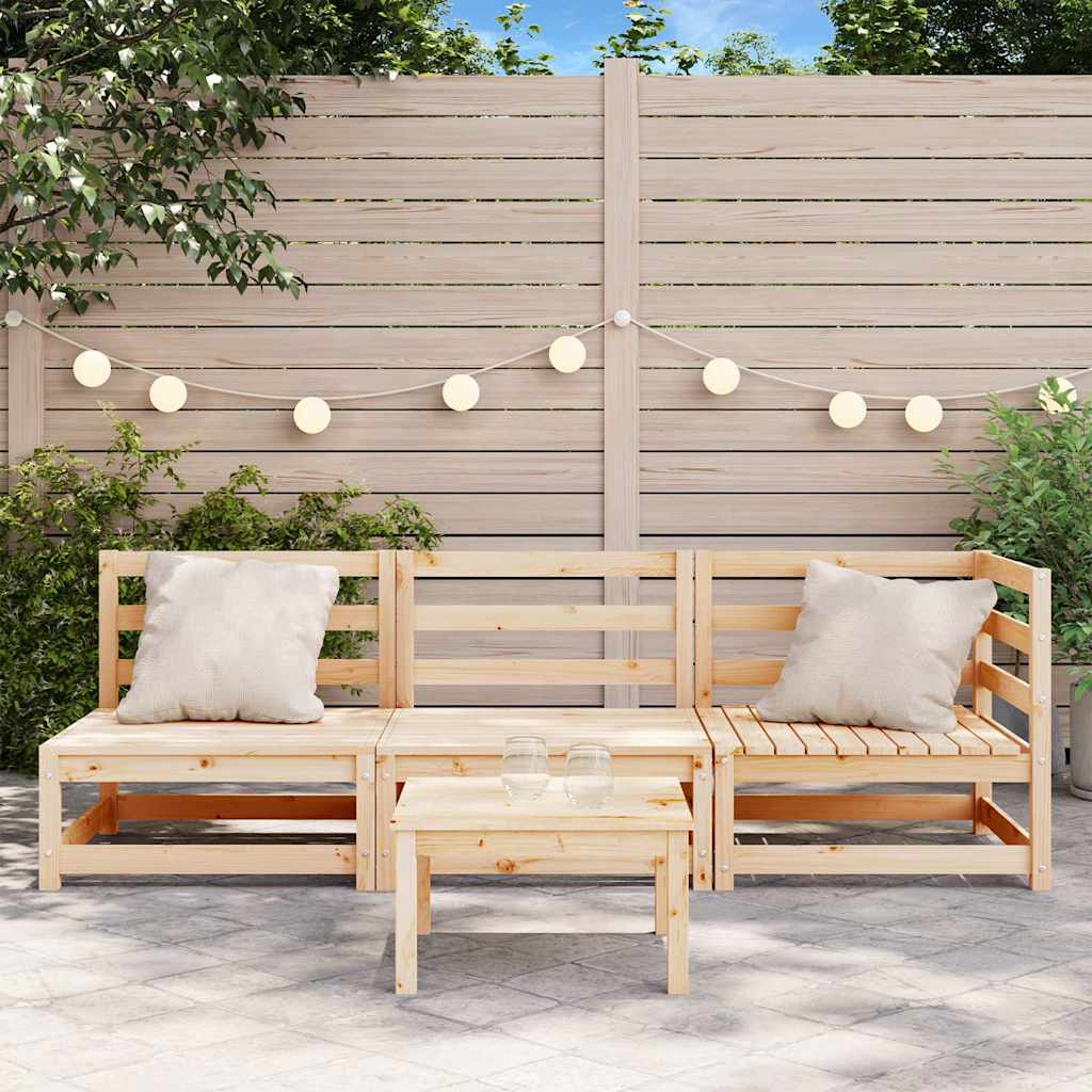 Garden Sofa 3-Seater Solid Wood Pine Corner + 2x Chair Natural pine