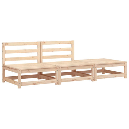Garden Sofa Armless with Footstool Solid Wood Pine 2x Middle + Footrest Natural pine