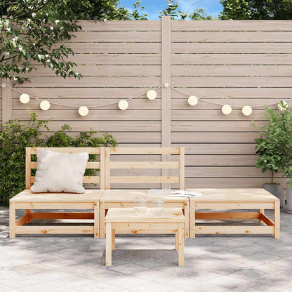 Garden Sofa Armless with Footstool Solid Wood Pine 2x Middle + Footrest Natural pine