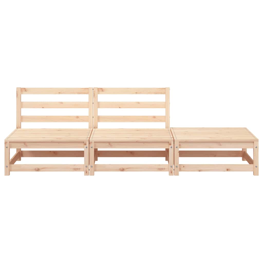 Garden Sofa Armless with Footstool Solid Wood Pine 2x Middle + Footrest Natural pine