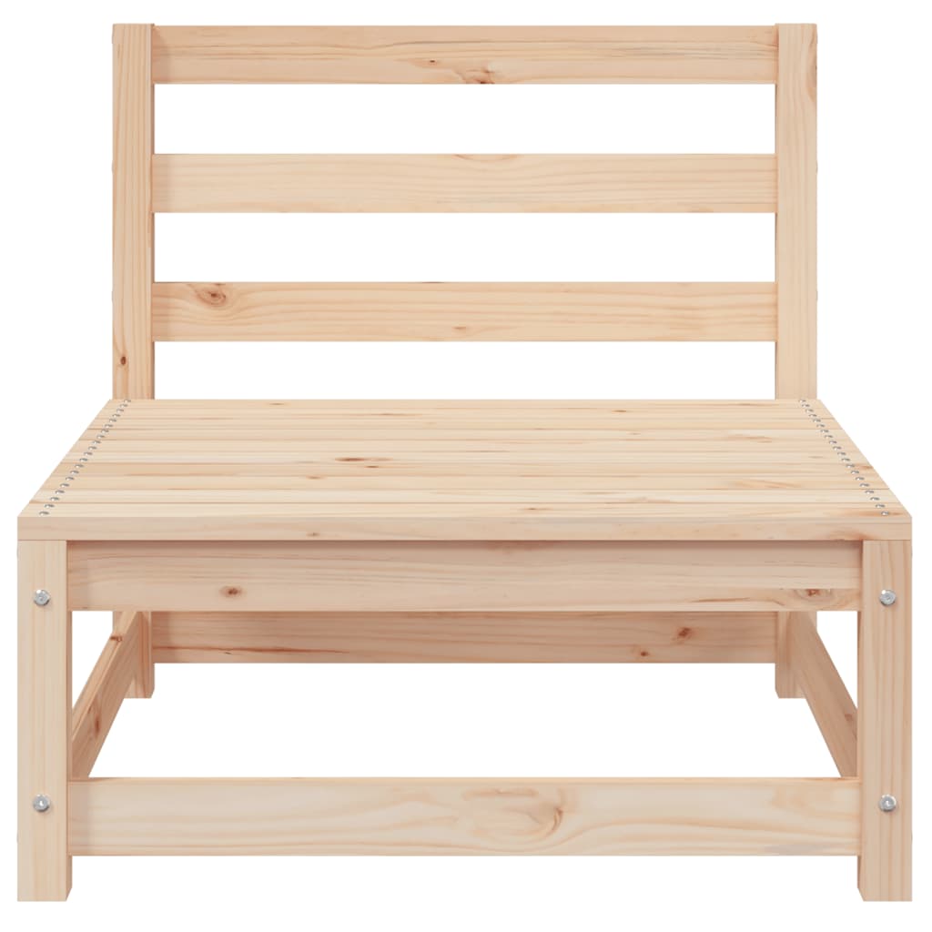 Garden Sofa Armless with Footstool Solid Wood Pine 2x Middle + Footrest Natural pine