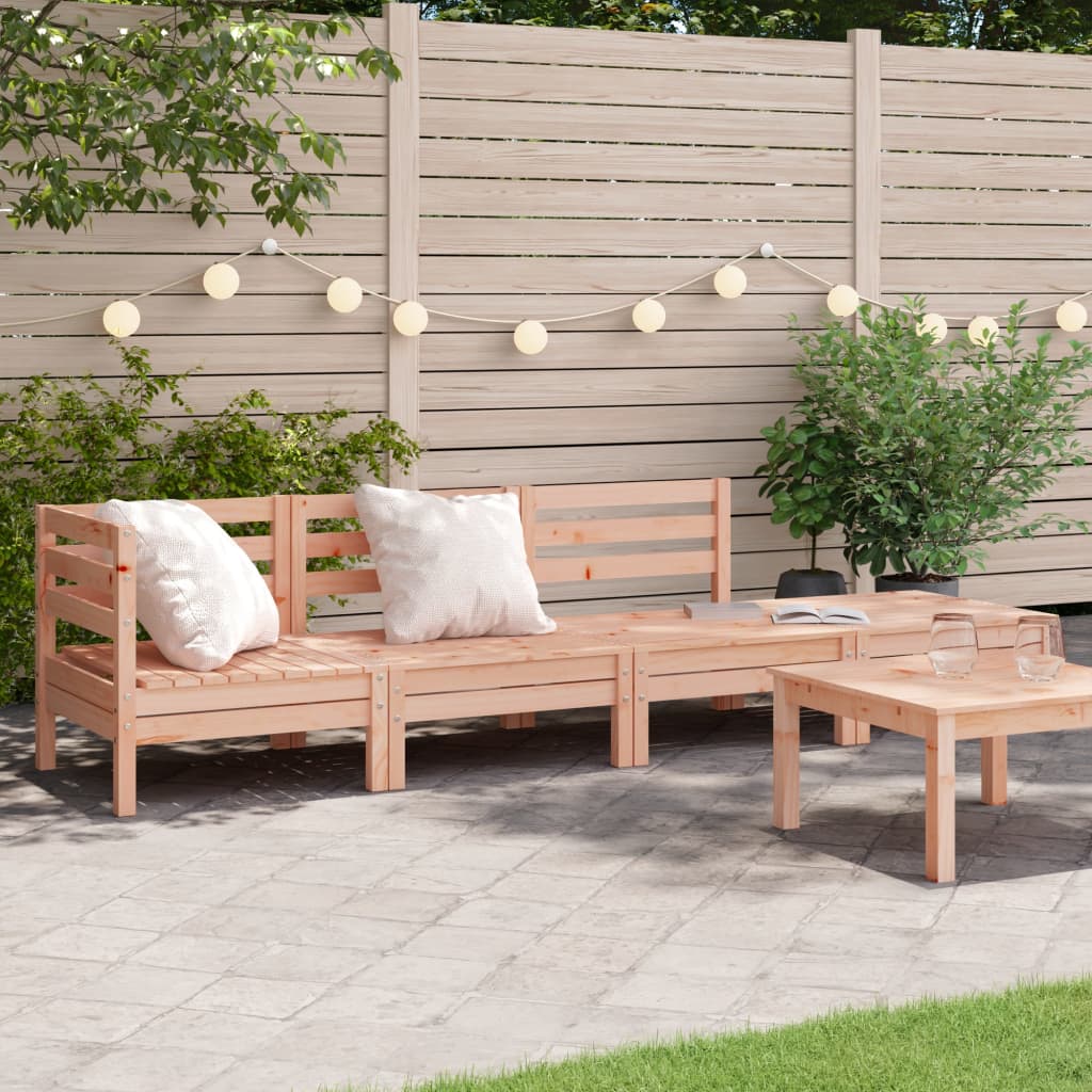 3 Piece Garden Lounge Set Solid Wood Pine Natural douglas 4-seater
