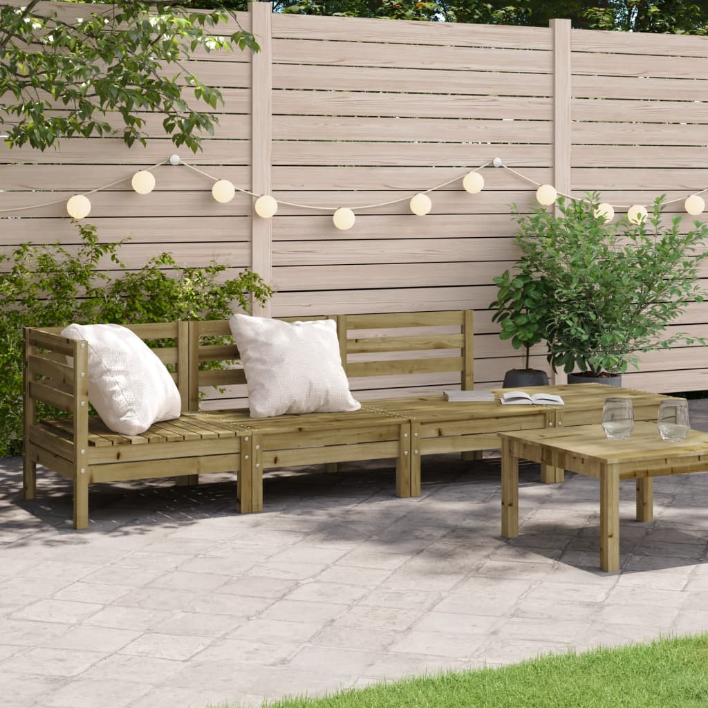 3 Piece Garden Lounge Set Solid Wood Pine Natural impregnated 4-seater