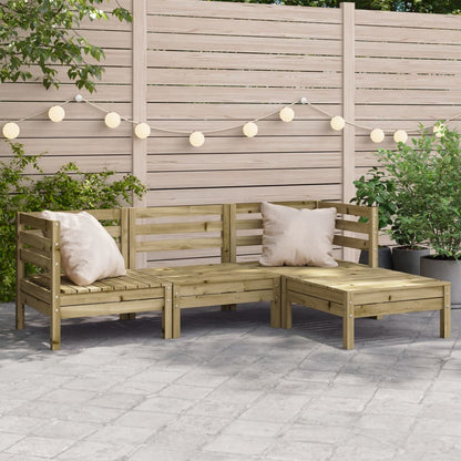 3 Piece Garden Lounge Set Solid Wood Pine Natural impregnated 2x corner + middle + footrest