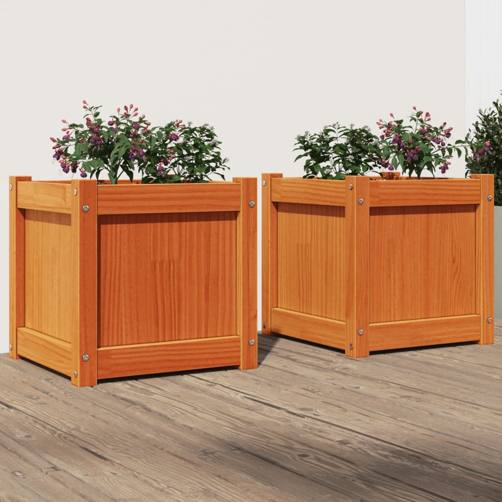 Garden Planters Solid Wood Pine Brown pine 2