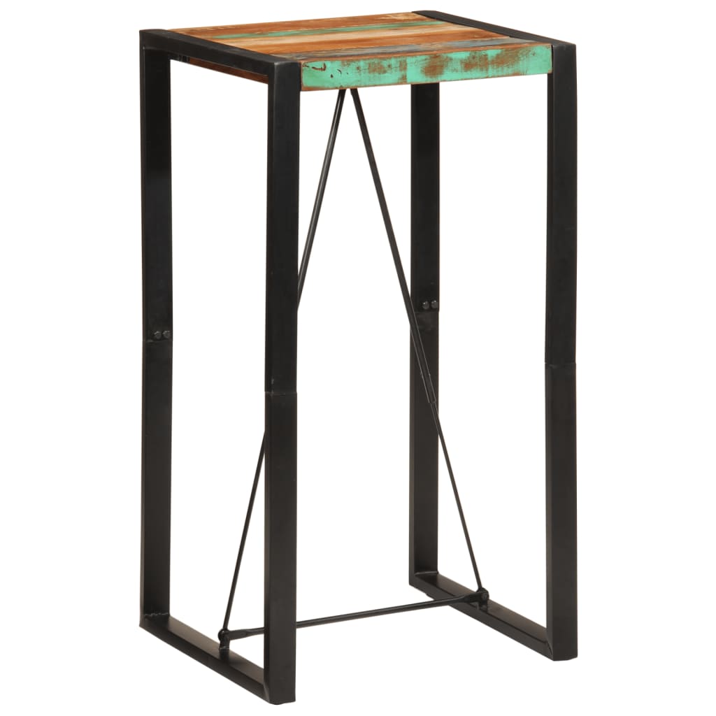 Bar Table Solid Wood Reclaimed Multicolour 60 cm 55 cm