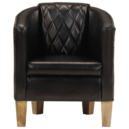 vidaXL Tub Chair Black Real Leather 2