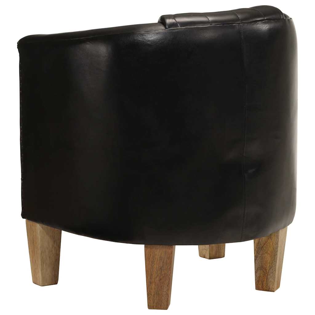 vidaXL Tub Chair Black Real Leather 4