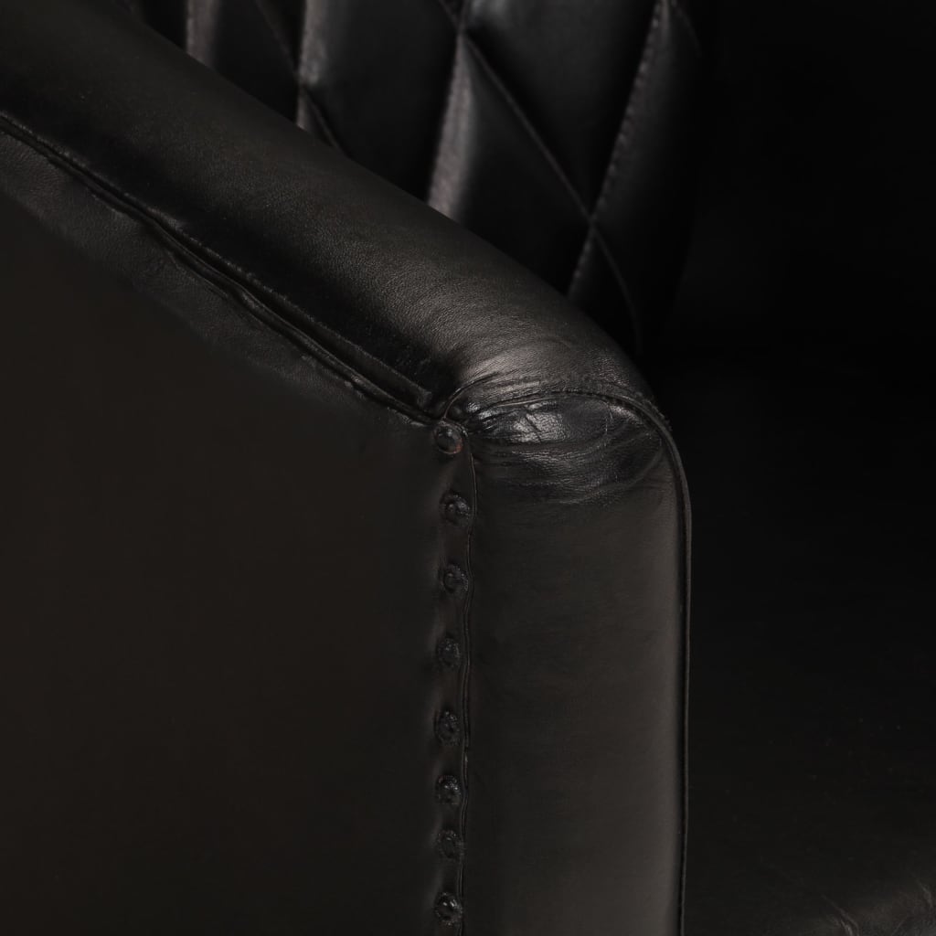 vidaXL Tub Chair Black Real Leather 5