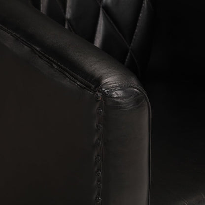 vidaXL Tub Chair Black Real Leather 5