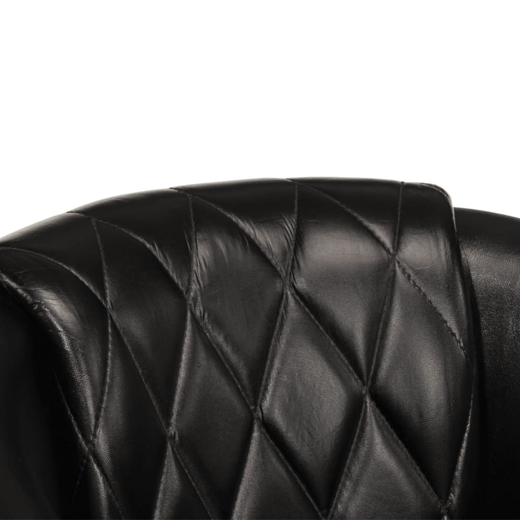 vidaXL Tub Chair Black Real Leather 6