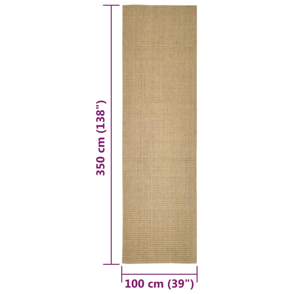 vidaXL Sisal Rug for Scratching Post 100x350 cm 6
