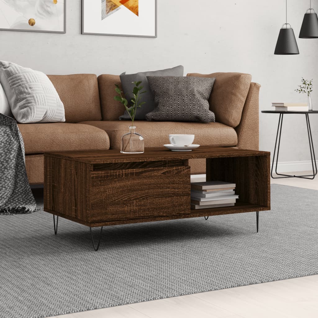Coffee Table 90x50x36,5 cm Engineered Wood Brown oak