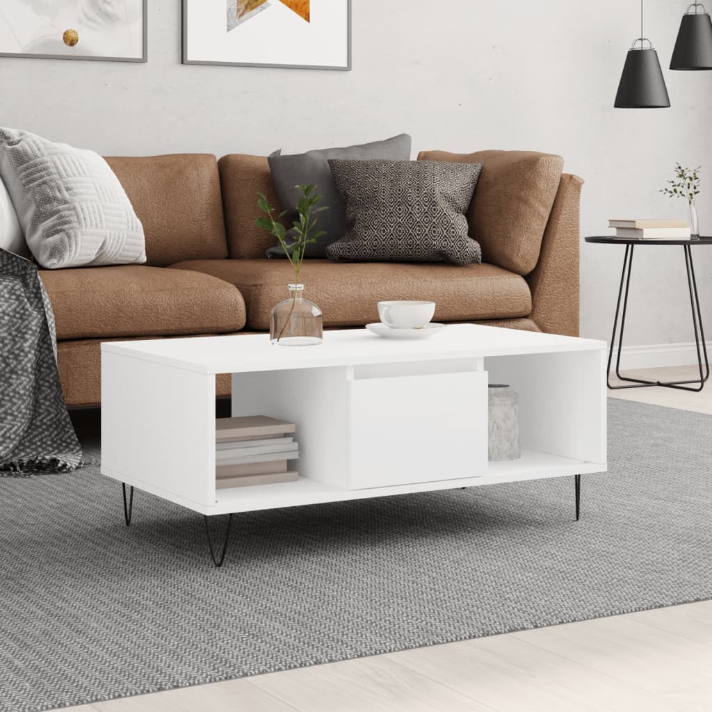 Coffee Table 90x50x36,5 cm Engineered Wood White