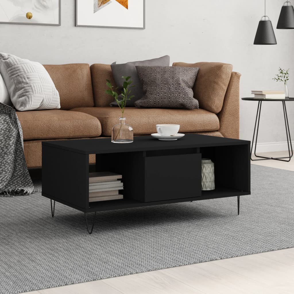 Coffee Table 90x50x36,5 cm Engineered Wood Black