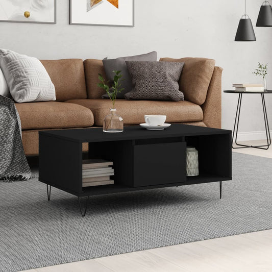 Coffee Table 90x50x36,5 cm Engineered Wood Black