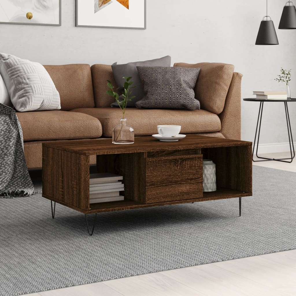 Coffee Table 90x50x36,5 cm Engineered Wood Brown oak
