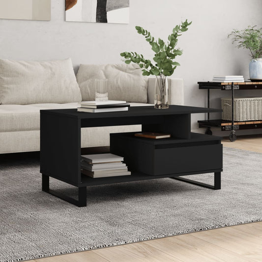 Coffee Table 90x49x45 cm Engineered Wood Black
