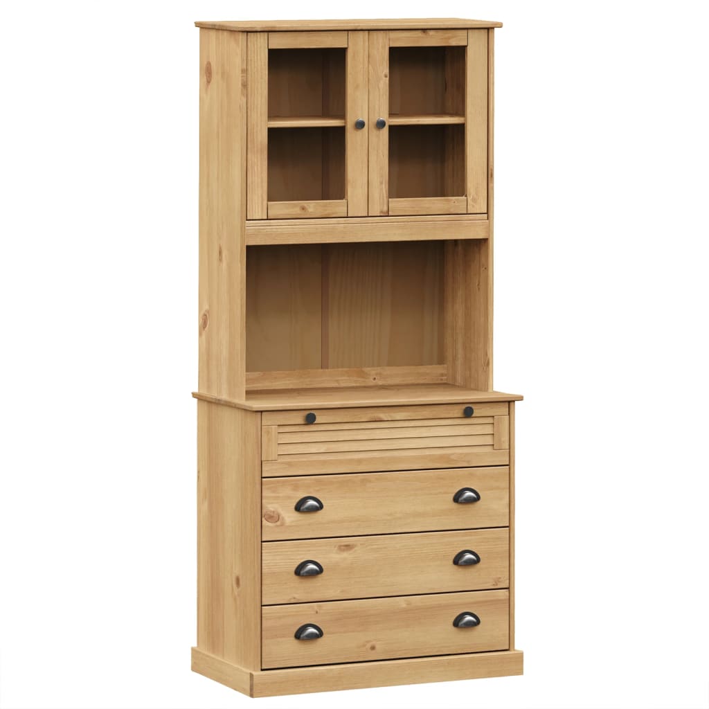 Highboard "VIGO" 78x40x175 cm Solid Wood Pine Brown With 4 drawers