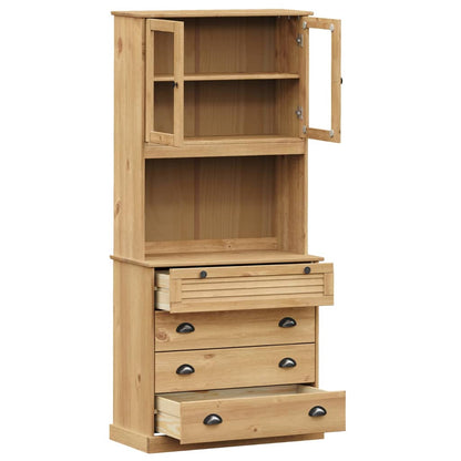 Highboard "VIGO" 78x40x175 cm Solid Wood Pine Brown With 4 drawers