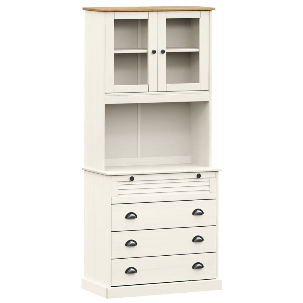 Highboard "VIGO" 78x40x175 cm Solid Wood Pine White With 4 drawers