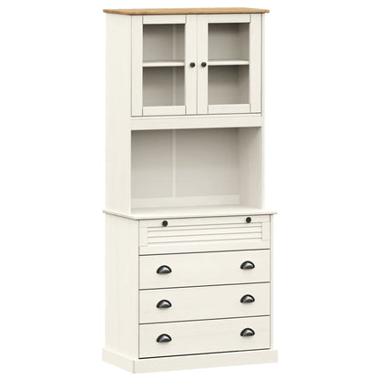 Highboard "VIGO" 78x40x175 cm Solid Wood Pine White With 4 drawers
