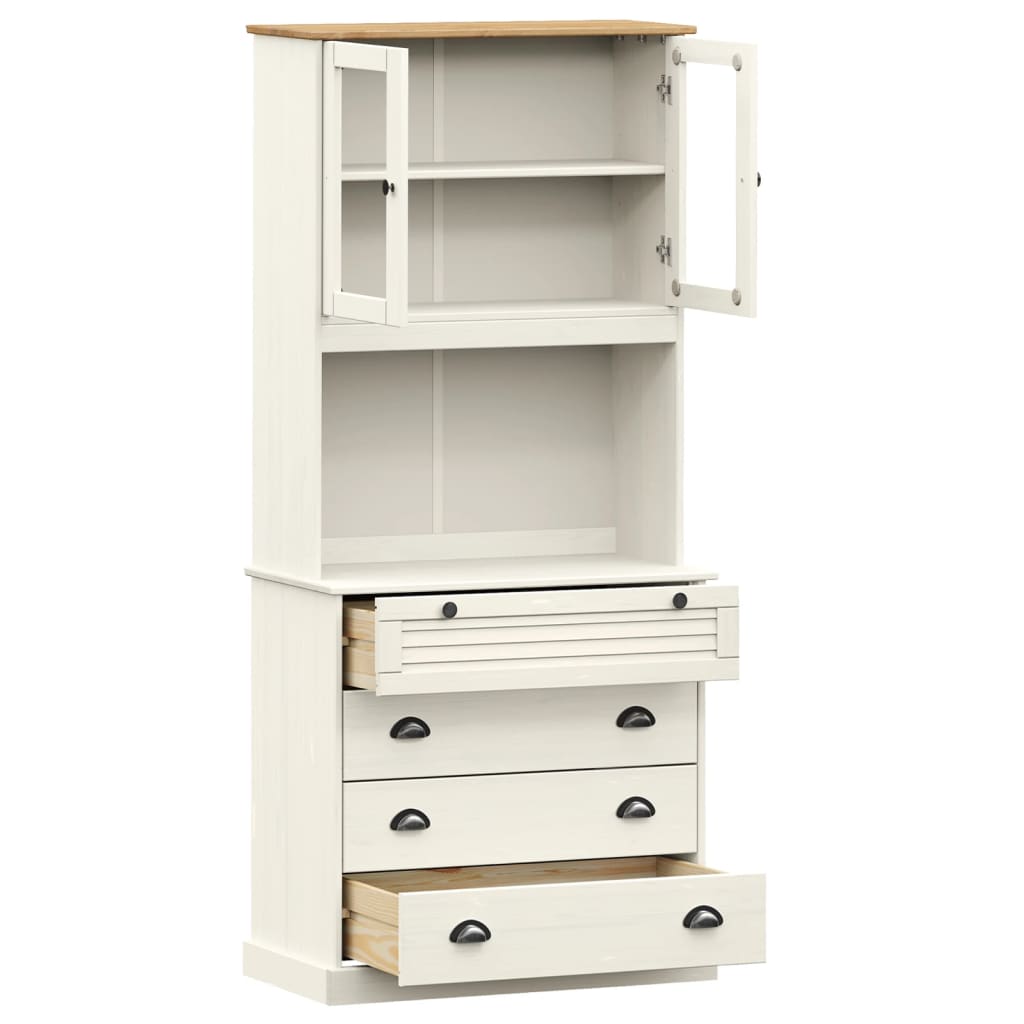 vidaXL Highboard "VIGO" White 80x40x176 cm Solid Wood Pine 3