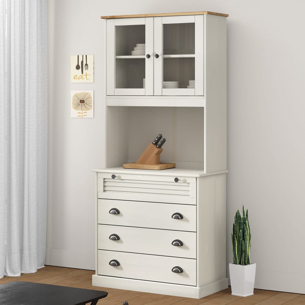 vidaXL Highboard "VIGO" White 80x40x176 cm Solid Wood Pine 1