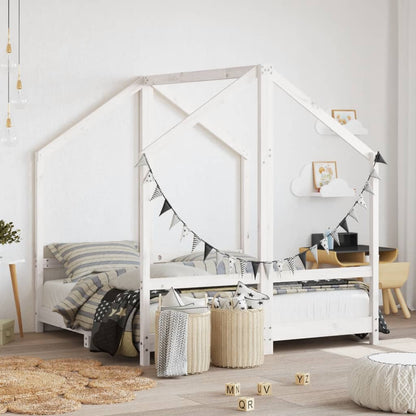 Kids Bed Frame Solid Wood Pine White 2 x (70 x 140) cm