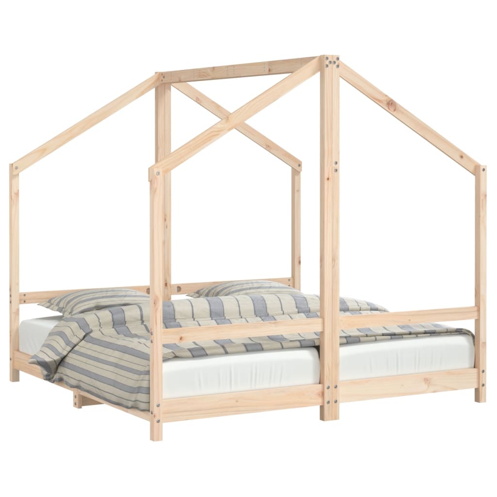 Kids Bed Frame Solid Wood Pine Natural 2 x (80 x 160) cm