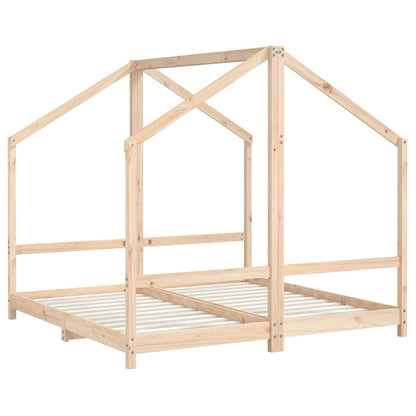 Kids Bed Frame Solid Wood Pine Natural 2 x (80 x 160) cm