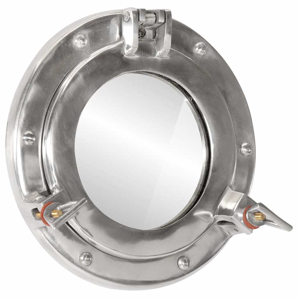 Porthole Mirror Wall Hanging Aluminium and Glass Silver Ø 23 cm