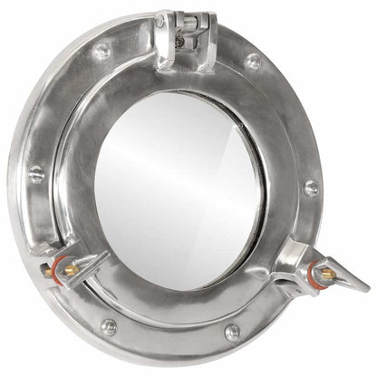 Porthole Mirror Wall Hanging Aluminium and Glass Silver Ø 23 cm