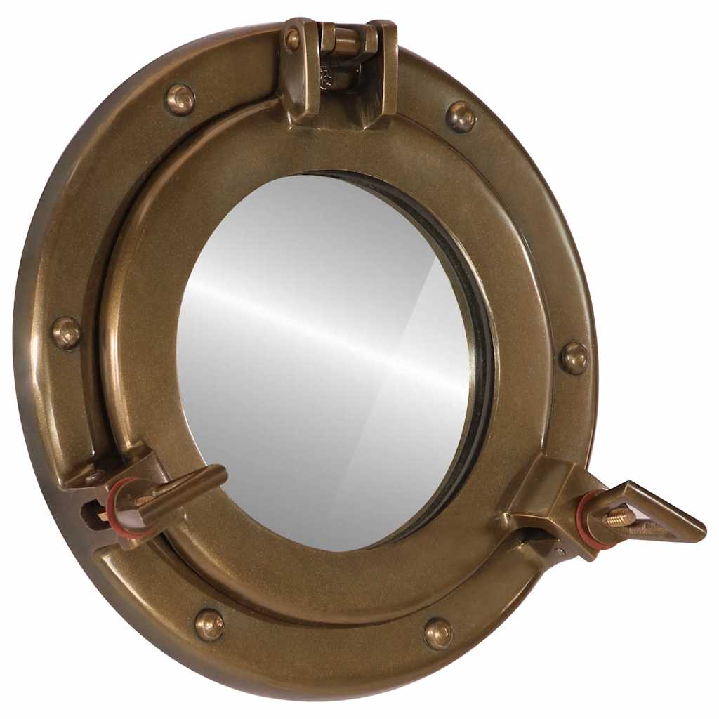 Porthole Mirror Wall Hanging Aluminium and Glass Brass Ø 23 cm
