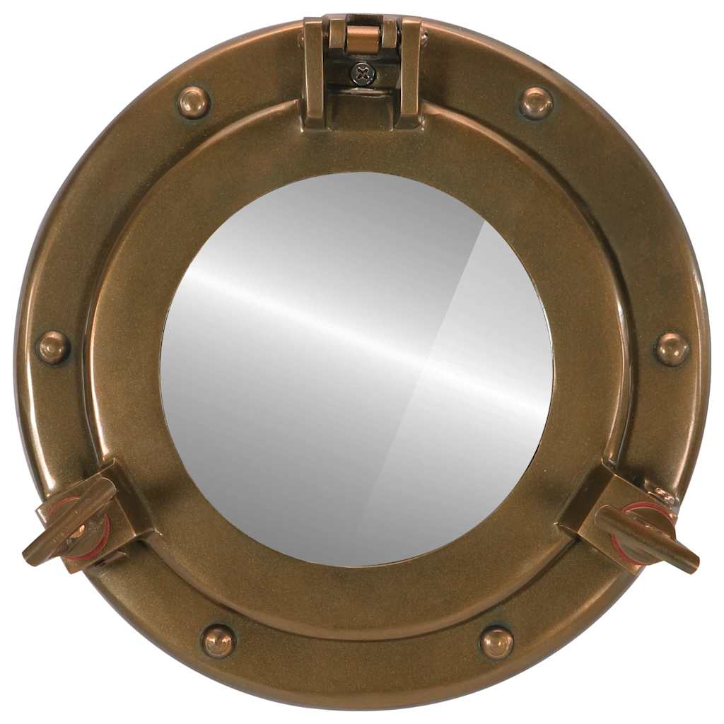 Porthole Mirror Wall Hanging Aluminium and Glass Brass Ø 23 cm