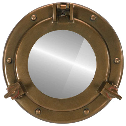 Porthole Mirror Wall Hanging Aluminium and Glass Brass Ø 23 cm